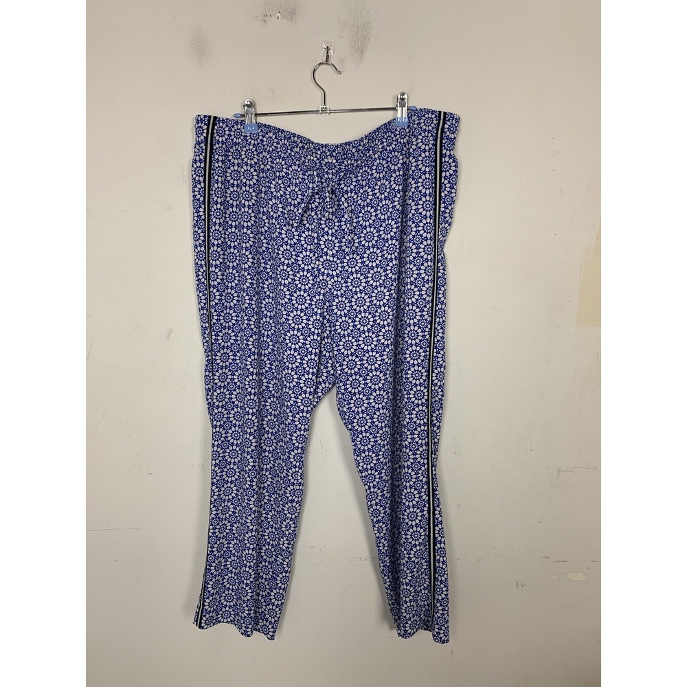 Talbots Womens Pants 2X Petite Blue Preppy Lounge Wide Leg Athleisure Comfort